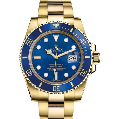 rolex submariner 18ct gold blue face